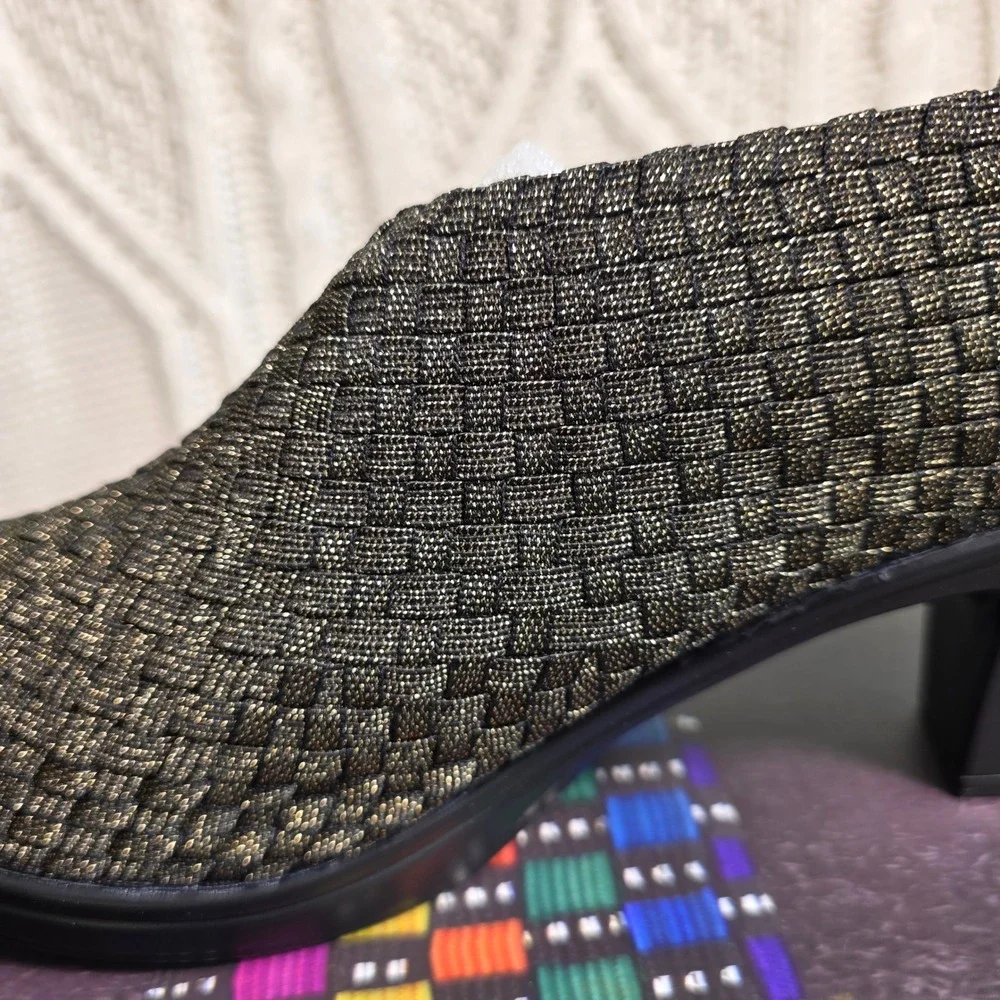 Bernie Mev Chesca Pumps Gold Black Shimmer Woven Heels Womens 8 39 New